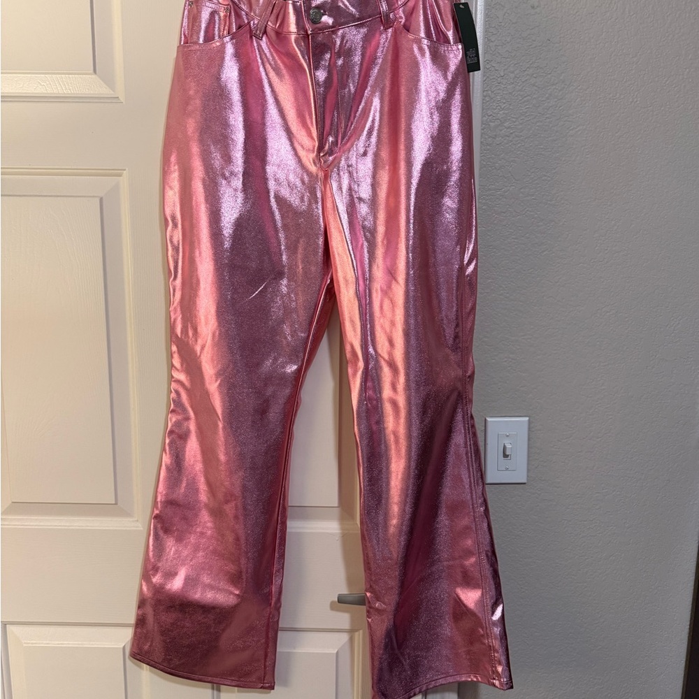 Metallic Pink Bootcut Pants